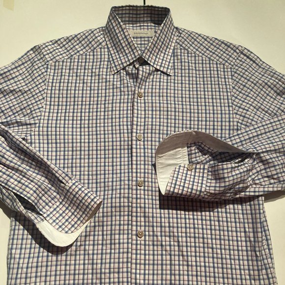 Ermenegildo Zegna Mens Long Sleeve Button Down Shirt Small S Multicolor Checks - Picture 1 of 5